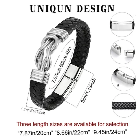 Stainless Steel Infinity Knot Cremation Bracelet For Pet Ashes Memorial Keepsake Braided Leather Jewelry For Men Women