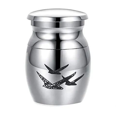 Stainless Steel Memorial Urn Jar For Ashes Hair Small Keepsake Jar Dove Pattern Commemorative Ash Holder For Human Pets Remembrance Gift