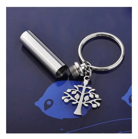 Stainless Steel Memorial Cremation Urn Necklace Cylindrical Pendant Tree Of Life Ashes Keepsake Jewelry For Family