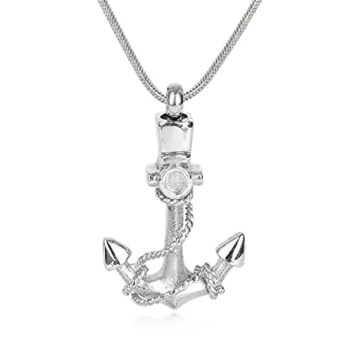 316 Stainless Steel Anchor Cremation Urn Necklace For Ashes Keepsake Memorial Pendant For Men Women Jewelry