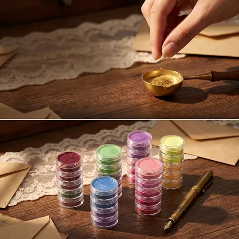 Metallic Pigment Powder For Wax Seal Stamp DIY Pearlescent Glitter Powder For Scrapbooking Envelope Wedding Invitation Decoration Craft Supplies