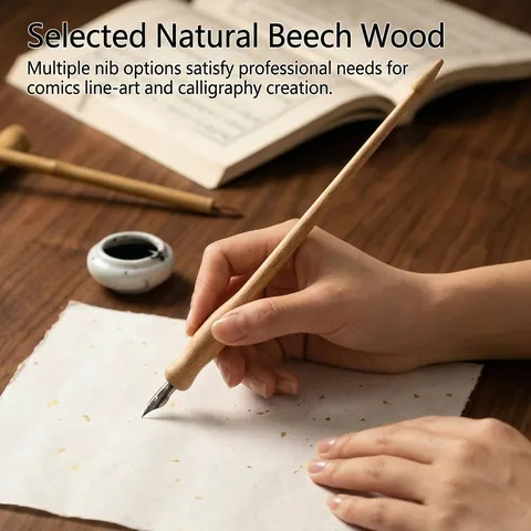 Vintage Wood Dip Pen Set For English Calligraphy Practice Stainless Steel Nibs Gothic Italic Script Writing Art Kit For Beginners Office Stationery