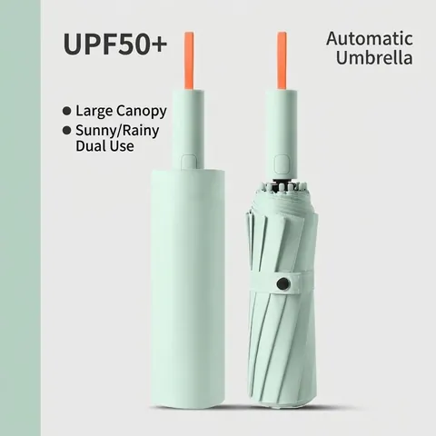 Automatic Sun Rain Umbrella UPF50 Plus Anti-UV Windproof Folding Large Parasol For Men Women Heavy Duty Reinforced Ribs