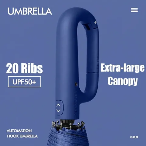 Fully Automatic Three-Folding Umbrella With Unique Ring Buckle Handle Reinforced Windproof Large Parasol For Rain Sun Women Men