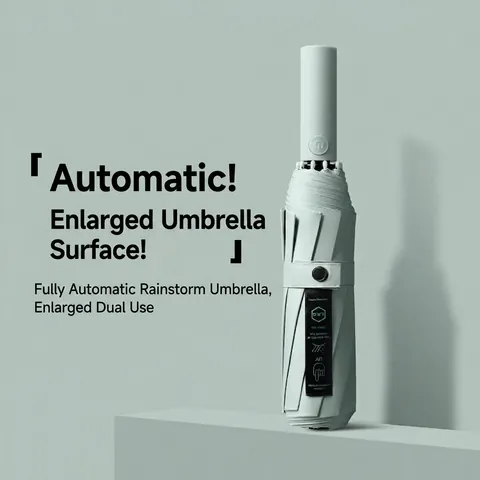 Ombrello Pieghevole Completamente Automatico 10 Stecche Grande Antivento Ombrello per Sole e Pioggia UPF 50 Plus Protezione UV Rivestimento Nero Ombrello da Viaggio Minimalista per Donna Uomo
