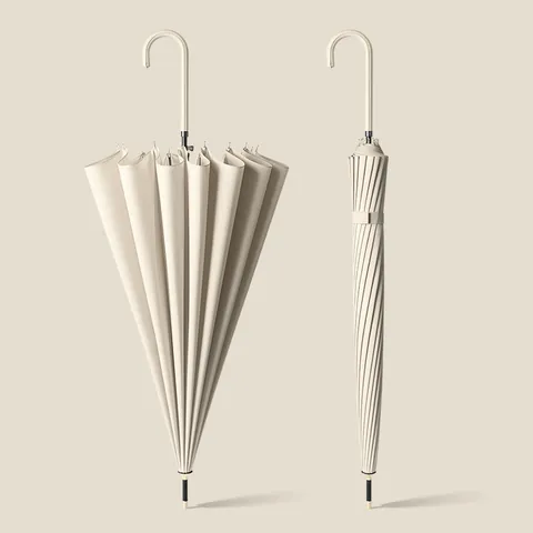 Windproof 16 Ribs Automatic Umbrella Long Handle Straight Umbrellas For Women Men Waterproof Pongee Fabric J-handle Sun Rain Umbrella