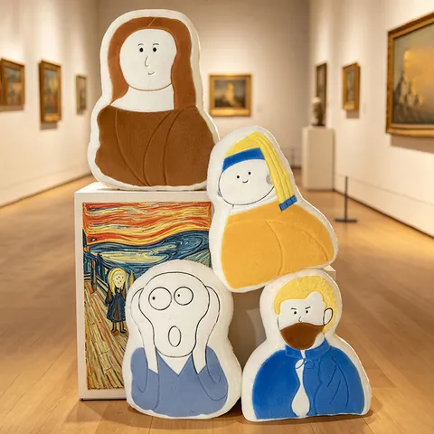 Cojín Decorativo de Felpa de Arte Abstracto Obra Maestra del Mundo Mona Lisa Van Gogh El Grito Joven de la Perla Decoración Hogar
