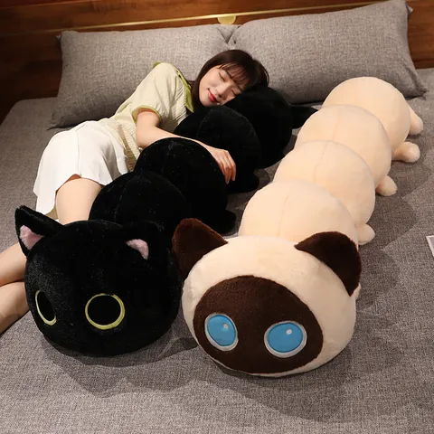 Creative Cat Caterpillar Plush Long Body Pillow Soft Stuffed Animal Cat Pillow For Sleeping Bed Sofa Decoration For Kids Adults