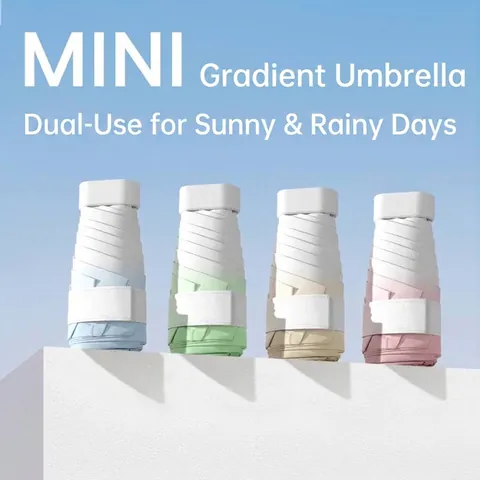 Gradient Mini Sun Umbrella UV Protection UPF 50 Plus Black Coating Portable Foldable Pocket Rain Umbrella For Women Travel