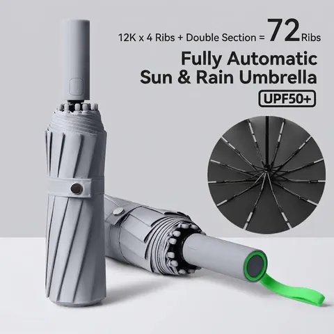 Automatic Folding Umbrella Reinforced Reinforced Ribs Sun Rain UV Protection Parasol Large Windproof Parasol For Women Men Travel
