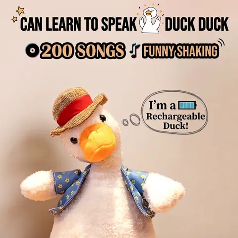 Electric Talking Duck Plush Toy Recording Repeating Dancing Singing Musical Stuffed Animal Interactive Toy for Kids Adults Funny Duck Doll Gift