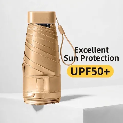Mini Pocket Sun Rain Umbrella UV Protection UPF 50+ Portable Pongee Alloy 5-Fold 6-Fold Umbrella For Women Travel Outdoor