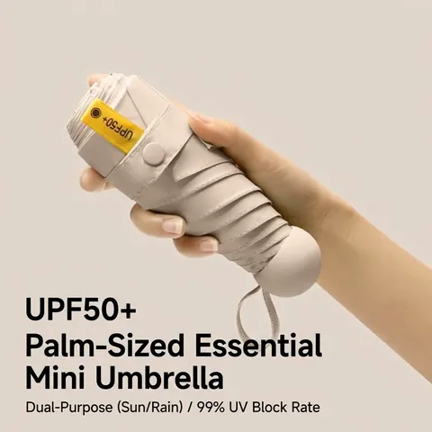 Mini Capsule Sun Umbrella UV Protection UPF50 Portable 5 Fold Sunshade Parasol Dual Use Travel Pocket Umbrella For Women