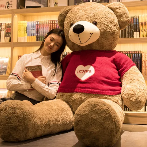 Giant Teddy Bear Plush Toy Stuffed Animal Wearing Heart Sweater Large Bear Soft Doll Valentine's Day Birthday Gift For Girls