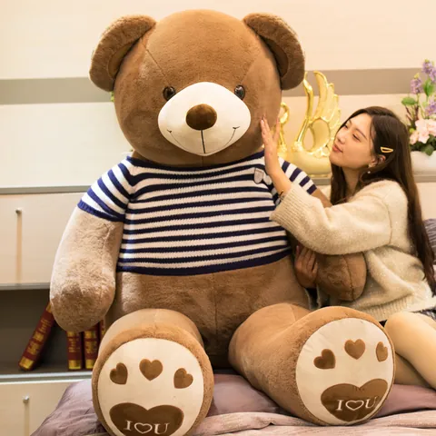 Giant Teddy Bear Plush Toy Stuffed Animal Wearing Heart Sweater Large Bear Soft Doll Valentine's Day Birthday Gift For Girls