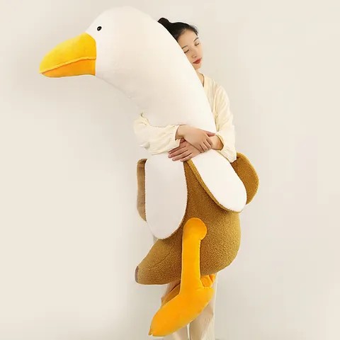 Creative Banana Transformation Duck Plush Toy Soft Rabbit Fur Stuffed White Goose Long Pillow Cute Fruit Animal Doll Home Decor Gift