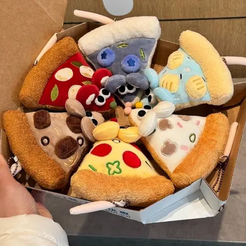 Creative Pizza Mouse Plush Toy Keychain Cute Food Slice Mouse Stuffed Animal Pendant Soft Polyester Bag Accessory Gift For Teens Unisex