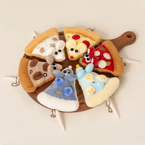 Creative Pizza Mouse Plush Toy Keychain Cute Food Slice Mouse Stuffed Animal Pendant Soft Polyester Bag Accessory Gift For Teens Unisex