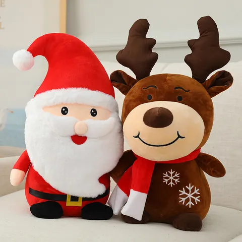 Christmas Santa Claus Reindeer Plush Toy Stuffed Animal Holiday Decoration Doll Soft Indoor Ornament For Home Kids Gift