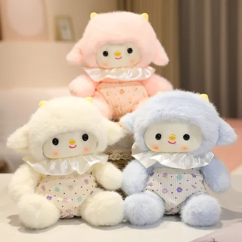 Süße Blumen Schaf Plüschtier Weich Nerz-Plüsch Lamm Puppe Stofftier Mit Blumenkleidung Für Mädchen Kinder Home Dekoration Geschenk
