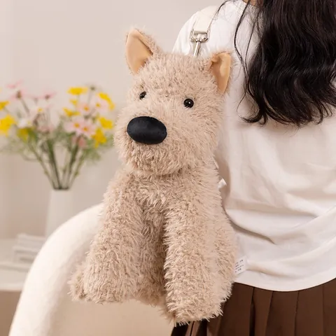 Linda Mochila de Peluche de Perro West Highland Terrier Bolso de Hombro Suave con Forma de Animal Para Niños Mujeres Regalo