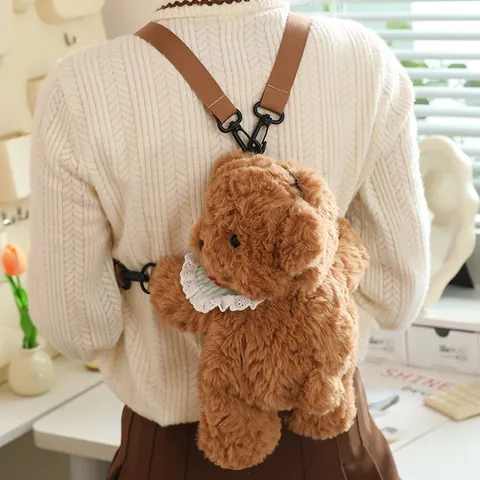 Zaino in Peluche con Animali dei Cartoni Animati per Donna Orso Pecora Coniglio Elefante Bambola Stile JK Cinghia Regolabile