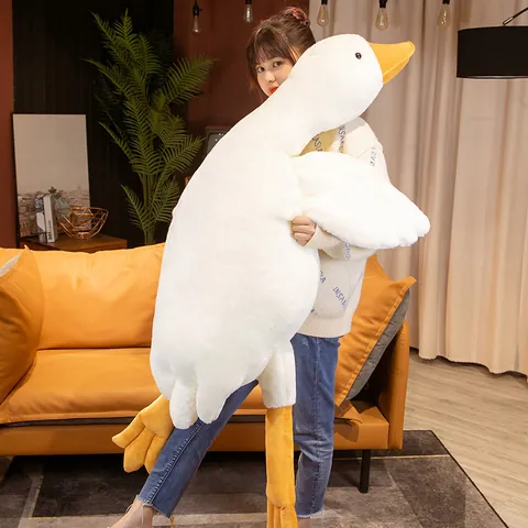 Grande Giocattolo di Peluche Oca Bianca Gigante Animale di Peluche Cuscino da Abbracciare Morbido Cuscino in Cotone PP per Dormire Decorazione Domestica Regalo per Bambini Adulti