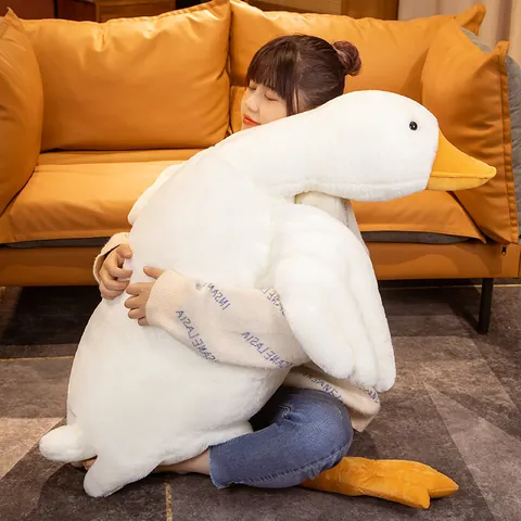Grande Giocattolo di Peluche Oca Bianca Gigante Animale di Peluche Cuscino da Abbracciare Morbido Cuscino in Cotone PP per Dormire Decorazione Domestica Regalo per Bambini Adulti