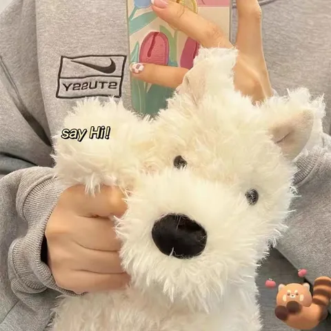 Realistic West Highland White Terrier Plush Toy Scruffy Puppy Stuffed Animal Soft Dog Doll Soothing Plushie Gift For Kids Women