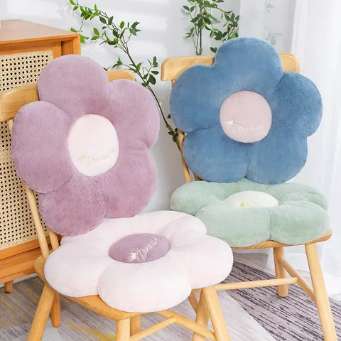 Cojín de Asiento de Girasol de Dibujos Animados Almohadilla de Silla de Flor de Felpa Suave Con Bordado Dream Almohada de Suelo Engrosada para Hogar Oficina Escuela Estudiantes Regalo