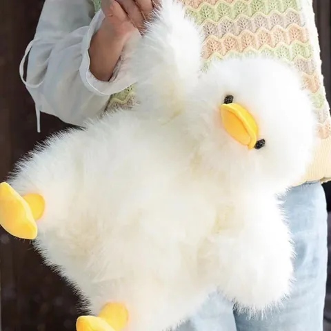 Cute Shaggy Duck Plush Toy Soft Long Hair Chubby Yellow Duck Stuffed Animal Doll Large Fat Duck Sleeping Pillow Home Decor Gift