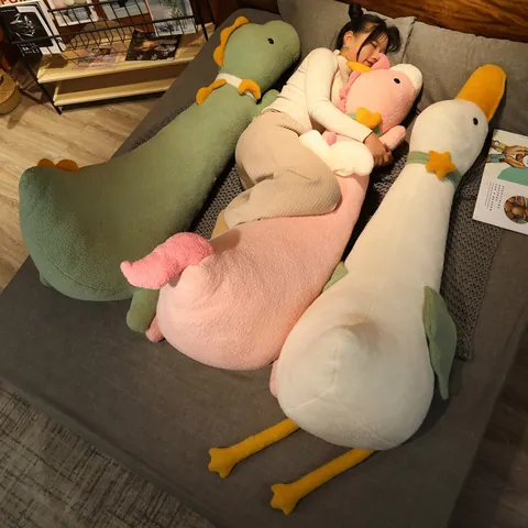 Almohada Larga de Peluche de Animal Pato Dinosaurio Unicornio Juguete de Peluche para Dormir Abrazar Respaldo Cojín Decoración Hogar Mujer Niños