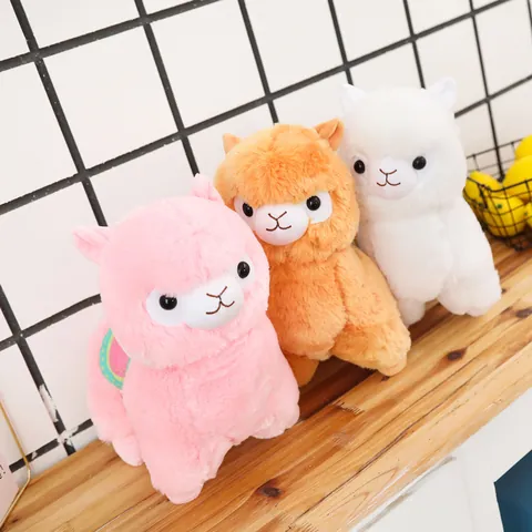 Cute Alpaca Plush Toy Soft Stuffed Animal Doll With Colorful Rainbow Saddle Mascot Decoration Gift For Kids Girls Women