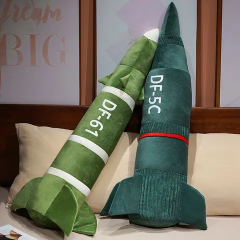 Military Missile Model Plush Long Throw Pillow Soft Stuffed Toy Home Car Decoration Gift For Kids Adults