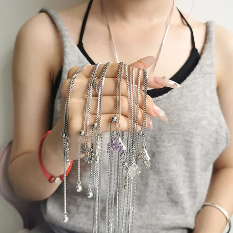 Titanstahl Legierung Strass Verstellbare Lange Halskette Für Damen Nischendesign Gänseblümchen Fischschwanz Herz Anhänger Schmuck