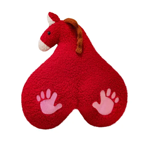 Funny Horse Year Mascot Plush Toy Flattery Horse Stuffed Animal Throw Pillow Creative New Year Gift Lamb Velvet Soft Plushie For Home Decor