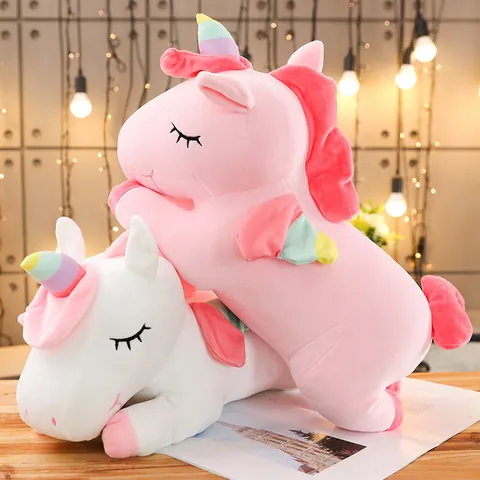 Lindo Peluche De Unicornio Arcoíris Almohada De Cuerpo Largo Animal De Peluche Muñeca Suave Para Dormir Para Niñas Niños Regalo Decoración Hogar