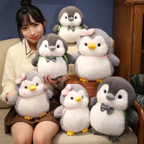 Chubby Penguin Plush Toy Soft Stuffed Animal Doll With Turtle Backpack Straps Cute Winter Penguin For Children Kids Gift