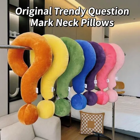 Almohada Creativa para el Cuello en Forma de U Signo de Interrogación Terciopelo de Cristal y Algodón PP para Viaje