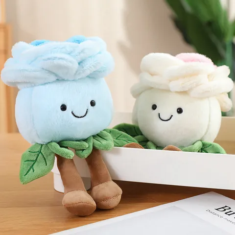 Scented Rose Plush Toy Cute Anthropomorphic Flower Stuffed Animal With Embroidered Smile And Long Legs Valentine Birthday Gift Home Decor