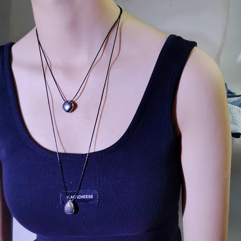 Edelstahl Geometrischer Anhänger Halskette Für Damen Minimalistisch Sweet Cool Wachsschnur Choker Schlangenkette Verstellbarer Schmuck