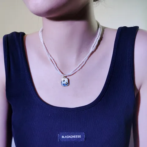 Französische Vintage Künstliche Perle Emaille Tropföl Blume Anhänger Halskette Für Damen Rose Tulpe Seestern Muschel Legierung Schlüsselbein Kette Schmuck