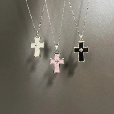 Doppelkreuz Anhänger Halskette Titanstahl Legierung Hip Hop Trend Punk Pullover Kette Für Herren Damen Straßen Schmuck