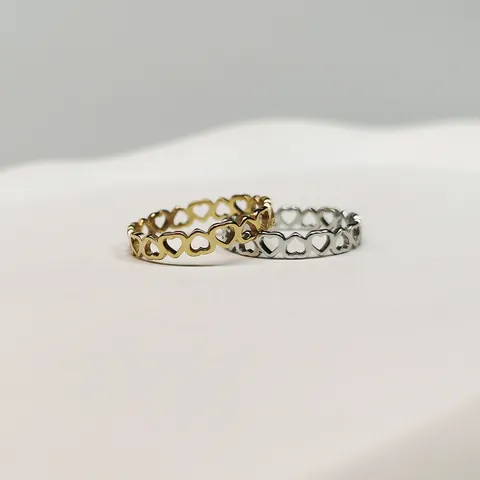 Edelstahl Hohle Herz Ringe Für Damen Herren Paar Gold Silber Galvanisiert Titanstahl Minimalistisch Ins Stil Nicht Verblassend Fingerring Schmuck Geschenk