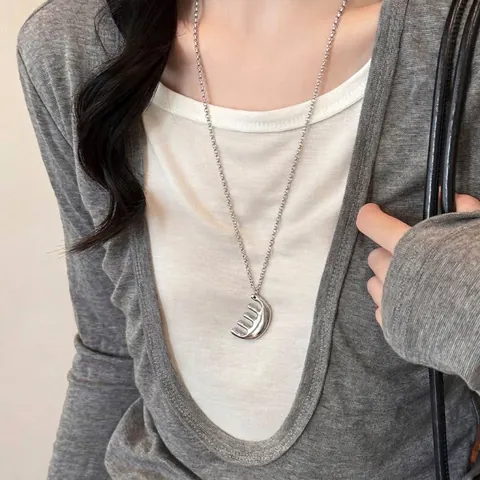 Collar con Colgante de Peine Único para Mujeres Hombres Acero de Titanio Cadena de Suéter Larga Creativa Joyería de Moda