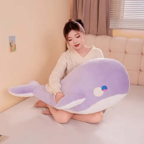 Whale Plush Toy Soft Stuffed Animal Kawaii Whale Sleeping Pillow For Bed Home Decoration Gift For Kids Adults