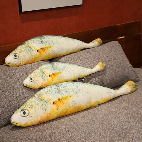 Realistic Large Yellow Croaker Plush Pillow Funny Salted Fish Stuffed Animal Soft Hugging Toy Creative Gift For Kids Adults