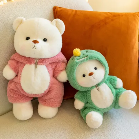 Soft Teddy Bear Plush Toy with Adjustable Joints and Removable Animal Outfits Transforming Lamb Shark Doll for Home Decor Gift