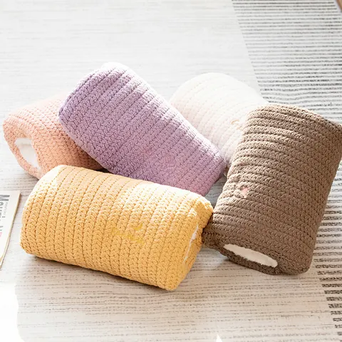 Ins Style Knit Hand Warmer Pillow Soft Plush Cylinder Nap Pillow With Heart Embroidery For Office Home Winter Gift