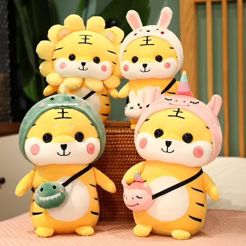 Juguete de Peluche de Tigre Transformación Animal Muñeca Dinosaurio Unicornio Conejo Girasol Disfraz Peluche Regalo Para Niños Decoración Año Nuevo